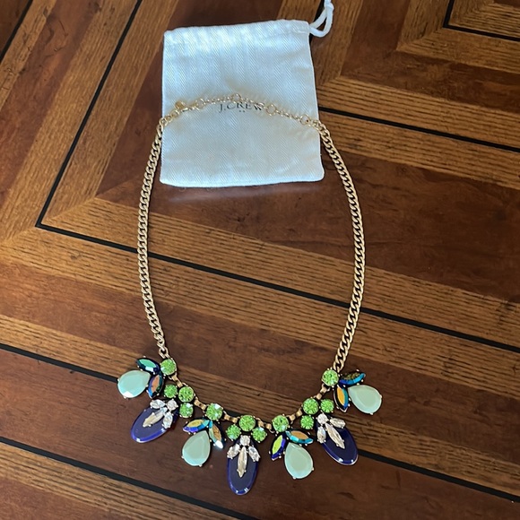 J. Crew Jewelry - EUC J. CREW CRYSTAL & STONE STATEMENT NECKLACE ADJUSTABLE W STORAGE BAG